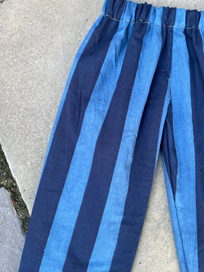 Blue wide stripe pants - made to order