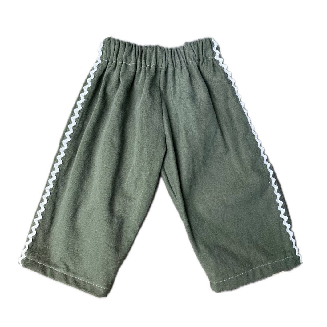 Olive Ric Rac pants - 12/18m