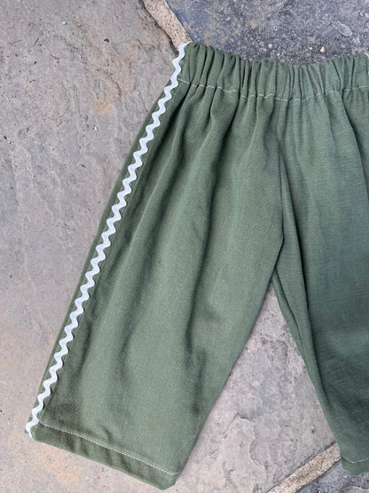 Olive Ric Rac pants - 12/18m