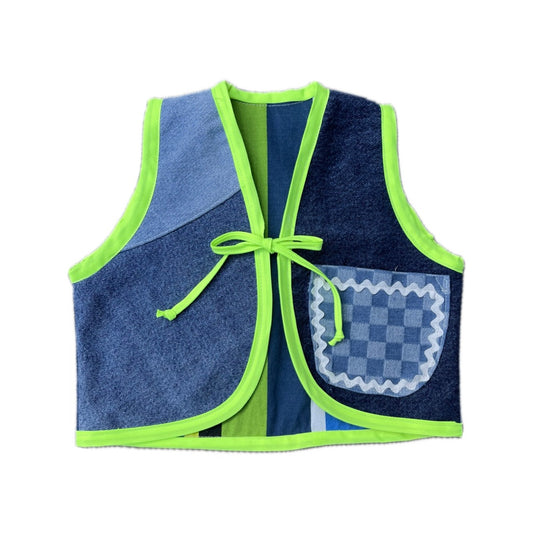 01 Pieced denim vest - 2/3t