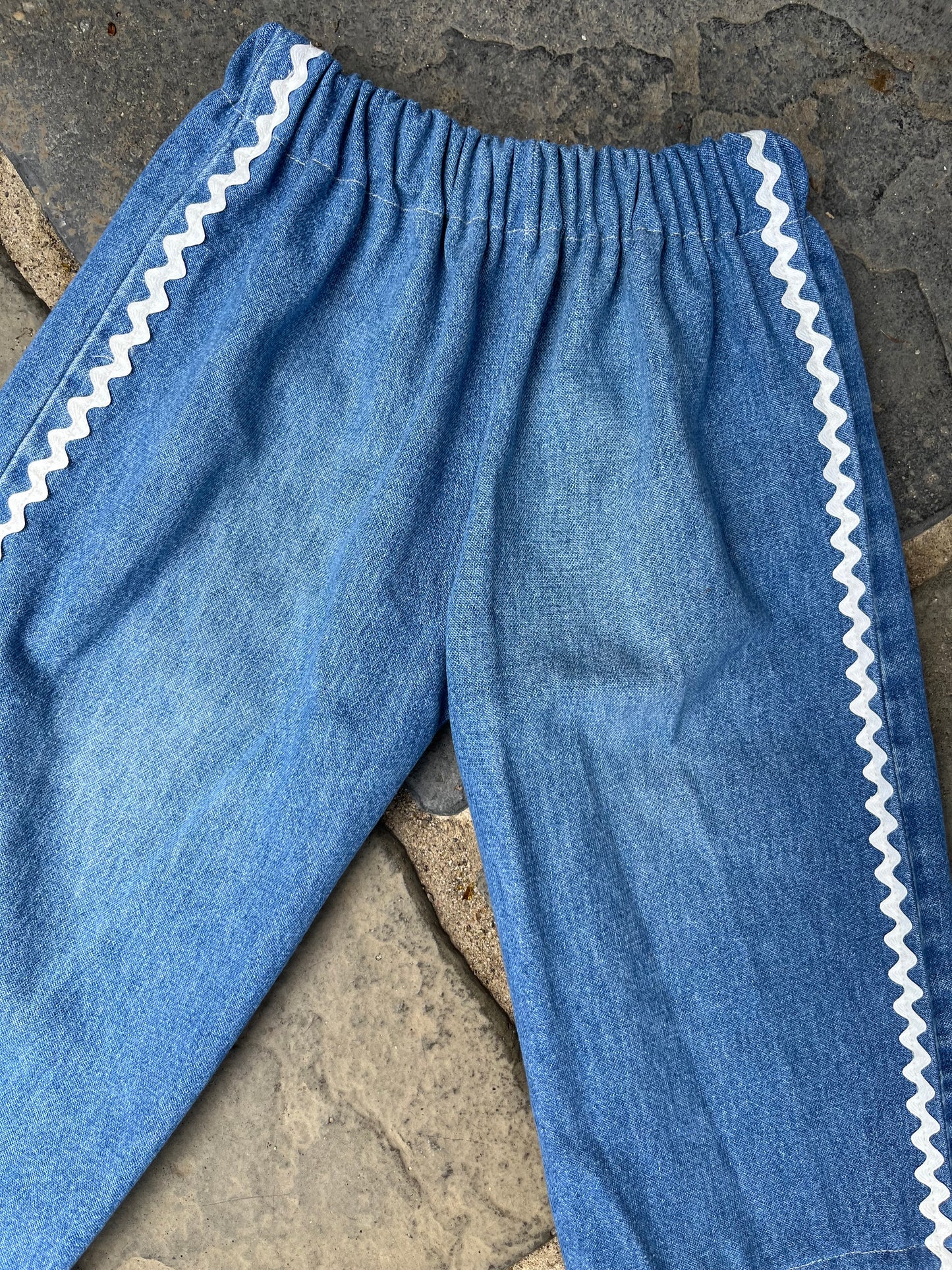 Denim ric rac pants