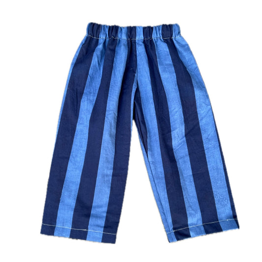 Blue wide stripe pants - made to order