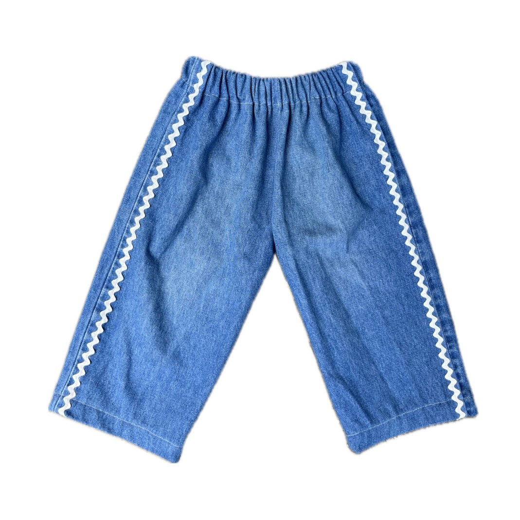 Denim ric rac pants - made to order