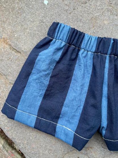 Blue tent stripe shorties - made to order