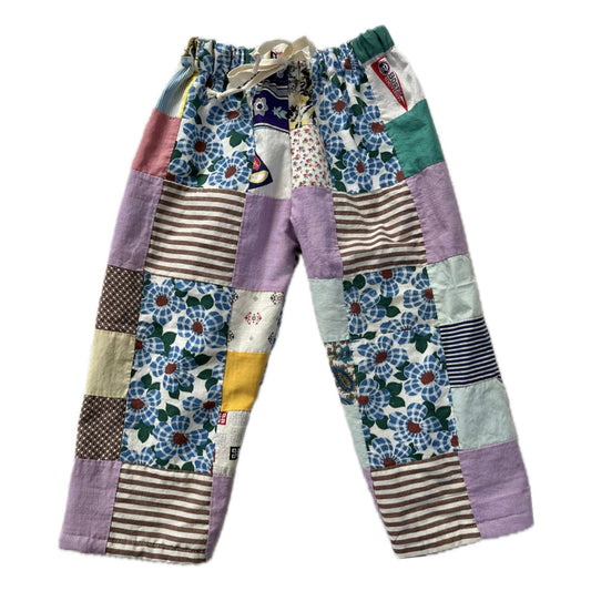 Lavender patch quilt top pants - made to order