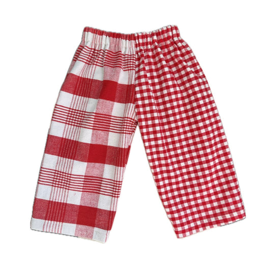 Plaid mix print pants - made to order