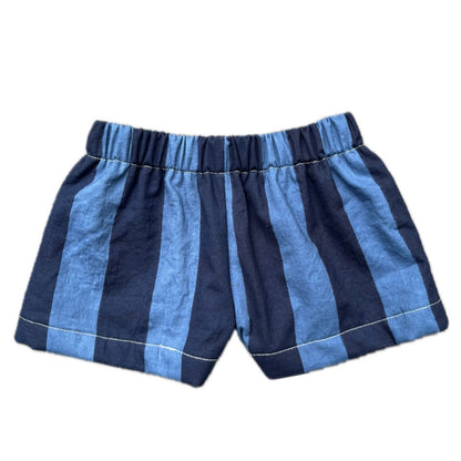 Blue tent stripe shorties - made to order