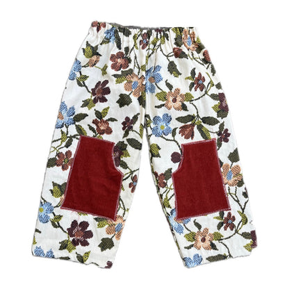 Floral knee patch pants - made to order