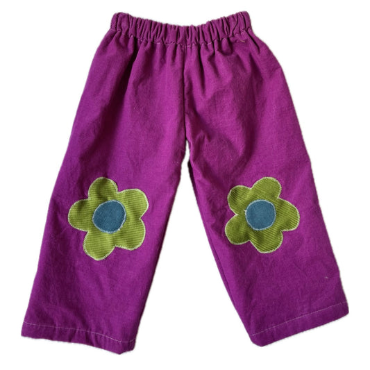 Corduroy daisy patch pants - 3T